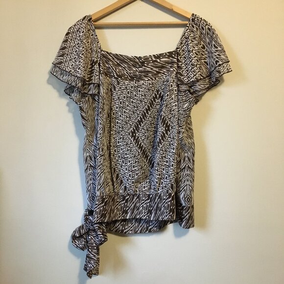 NWT Vintage Jessica Arizona Flutter Sleeve Tie Hem Blouse - Picture 3 of 16